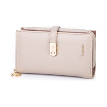 Nas Bag Kadın Orta Boy Kartlık Kağıt Para Ve Bozuk Para Tasarımına Sahip Kum Taba Dona 16x9 Cm Kum - Taba