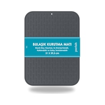 Bulaşık Kurutma Matı Tpe -31x39,5 Cm, Kaymaz, Bardak & Tabak Kurutma Pedi Antrasit Gri Plastik Diğer