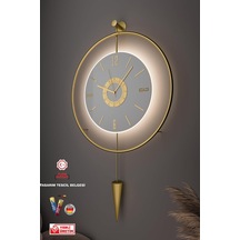 Metaquartz Aksesuar Kadranlı - Masippi Kristal Gold - Büyük Boy 50x90cm Pilli Led , Metal Duvar Saati 60goldmasip
