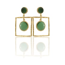 Kadir Jewellery 22 Ayar Altın Kaplama Kadın Sallantılı Küpe -el İşçiliği Ve Hipoalerjenik Küpe-e85 Yeşil