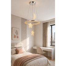Modern Premium Gold Ay Yıldız 3 Renkli Ledli Sarkıt Avizesi Çocuk Genç Bebek Odası Modelleri 84w