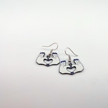 Tedz Collection Lacivert Kalp Eller Pin Küpe Çok Renkli