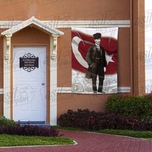 Kalpaklı - Sivil Gazi Mustafa Kemal Atatürk - Ay Yıldız - Türk Bayrağı Poster - Bayrak 100x150 Cm 1