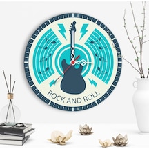 Dekoratif Rock And Roll Tasarımlı Ahşap Duvar Saati - 1 Çok Renkli