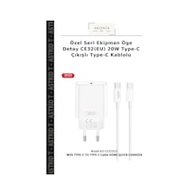 Özel Seri Ekipman Öge Detay Ce32 Eu 20w Type-c Çıkışlı Type-c Kablolu