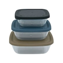 Asude Asd057 Maya Kare 3'lü Saklama Kabı Seti Krem 500-900-1500 Ml Çok Renkli
