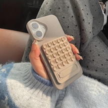 Dikdörtgen Vantuzlu Telefon Tutucu Stand Olabilen Pop-it Telefon Tutacağı Taşınabilir Silikon Yumuşak Telefon Standı Geniş Kullanım Alanı Beyaz