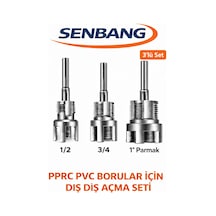 Senbang Pprc Pvc Boru Dış Diş Açma Seti 3 Lü 1/2 3/4 1 Parmak Pafta Kılavuz Matkap Uyumlu