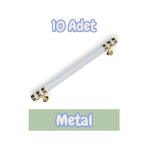 Çizgili Nesli Alüminyum Metal Lüks Mobilya Çekmece Mutfak Dolabı Kulpu Beyaz-altın 224mm 10 Adet Beyaz - Gold