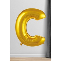 C Harfi Folyo Balon Gold 100 Cm 40 Inç 1 Metre Altın Çok Renkli