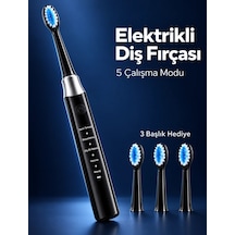 Ers 3 Yedek Başlık Hediyeli Usb Şarjlı Siyah Elektrikli Diş Fırçası