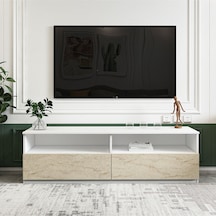 Centra Kapaklı Tv Sehpası,tv Ünitesi İstanbul Ceviz, Ev-ofis - Beyaz/traverten Beyaz/traverten