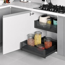 Starax Premium Bağımsız Çift Açılım Gizli Raylı Çekmece Antrasit Modül 45cm S-2333-p-a