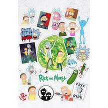 Rick And Morty Çizgi Dizi Telefon Laptop Bullet Journal Yapışkanlı Folyo Sticker Paketi 21 Adet Çok Renkli