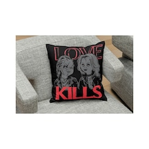 Chucky And Tifany - Love Kill Desenlı Kare Yastık Kılıfı Çok Renklı