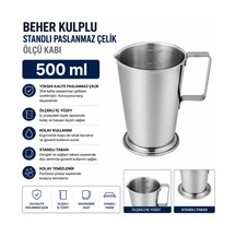 Beher Kulplu Standlı Paslanmaz Çelik 500 Ml - Ölçü Kabı