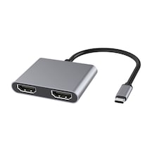 Sones 4'ü 1 Arada Çok İşlevli Usb-c / Type-c - Pd Usb-c / Type-c +usb 3.0 +çift Hdmı Hub Yerleştirme İstasyonu Gri