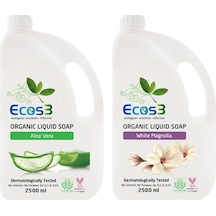 Ecos3 Organik Aloe Vera Sıvı Sabun 2500 ML + Beyaz Manolya Sıvı Sabun 2500 ML
