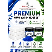 Premium Mum Yapım Hobi Seti - Parafin Wax 500 Gr - 2'li Toz Mum Boyası Seti - Mavi, Yeşil Bkfabpw5002my Karışık