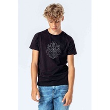 Silhouette Overlord Baskılı Unisex Çocuk Siyah T-Shirt