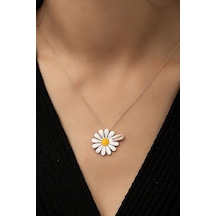 Papatya Silver 925 Ayar Gümüş Rose Altın Kaplama İsimli Papatya Kolye