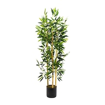 Yapay Çiçekçiniz Yapay Yoğun Yapraklı Dekoratif Bambu Ağacı 3 Gövde 120cm