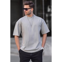 Madmext Erkek Boyalı Gri Oversize Fit Basic Tişört 6066-boyalı Gri Boyalı Gri