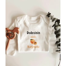 İmaj Tuğbababy Dedesinin Minik Kayısısı Yazılı Uzun Kol Organik Bebek Body Beyaz