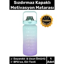 Premium Çift Renk Ölçü Baskılı Sızdırmaz Akmaz Motivasyon Matara Suluk Sağlıklı Plastik 1 Lt Su Şişe