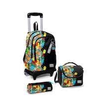 Coral High Kids Siyah Karikatür Desenli 3 Lü Okul Çanta Seti Set0123974 Çok Renkli