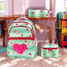 Kız İlkokul Ortopedik 3'lü Set Kalemlik Beslenme Çanta Model 9