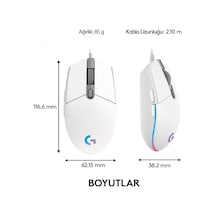 LOGITECH G G102 LIGHTSYNC OYUNCU MOUSE BEYAZ  910-005824
