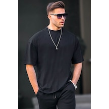 Flood Of Style Erkek Oversize Basic Pamuklu Kısa Kollu Siyah