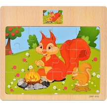 Hayal Sepeti Sincap Resimli Ahşap Çocuk Puzzle 12 Parça 15X17Cm