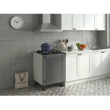 Kenzlife Membran Ocak Dolabı Kamuran Gribyz Panjur 85 60 56 Mebran Kapak Mdf Gövde Arkalıksız Beyaz