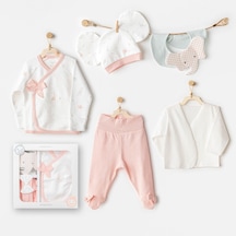 AndyWawa Kız Bebek Hastane Çikişi 5 Pcs Newborn Set Love Family Ac25500 Ekru
