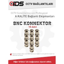 Ids - 10 Adet - Paslanmaz Metal Bnc Konnektör Güvenlik Kamerası