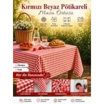Kırmızı Beyaz Pötikareli Masa Örtüsü 160x160 Cm