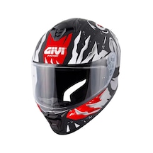 Givi 50.x Sharkbite Motosiklet Kaskı Beyaz - Mat Siyah - Kırmızı