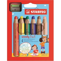 Stabilo Woody 3in1 Duo Kuru Boya 6 Renk Eo8826-2 Çok Renkli