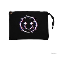 Zepplin Giyim Glitch Face Siyah Clutch Astarlı Cüzdan / El Çantası Siyah Zepplin Giyim Glitch Face Siyah Clutch Astarlı Cüzdan / El Çantası Siyah