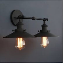 Dylight Retro Metal Dekoratif Rustik 2 Li Siyah Mafsallı Duvar Ap Siyah
