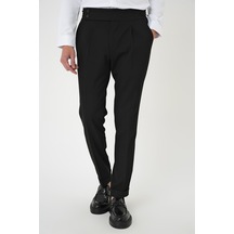 Efor Comfort Fit Beli Tokalı Pileli Siyah Jogger Pantolon P 1170 Siyah