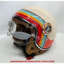 Nero Tk-06 Şefaf Vizörlü Yarım Açık Kask Parlak Krem