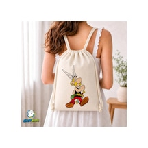 Ghostbastır Design Asterix Büzgülü Keten Çanta C020 Bej