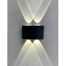 U2 Uranüs Siyah Kasa 10 W. Gün Işığı Dekoratif Çift Yönlü Iç Ve Dış Mekan Bahçe Balkon Teras Aplik Siyah