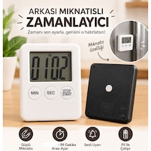 Dijital Mutfak, Çalışma Zamanlayıcısı Geri İleri Sayım 100 Dk Beyaz Mini Mıknatıslı Kronometre