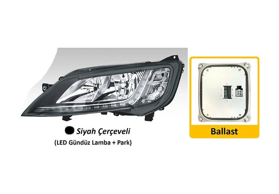 Far Motorlu Sol Fıat Ducato Maxı /peugeot Boxer / Cıtroen Jumper 2014 Led Ballast Dahil Siyah Çerçeveli