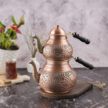 Dmt Copper Gaziantep Bakır Çaydanlık Takımı Ağır El İşlemeli Tuğra Modeli