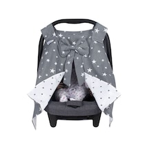 Sevi Bebe Fiyonklu Anakucağı Örtüsü Gri Yıldızlı Desen